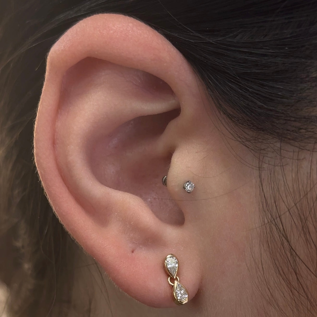 Pear Teardrop Yellow Gold Lab Diamond Earrings