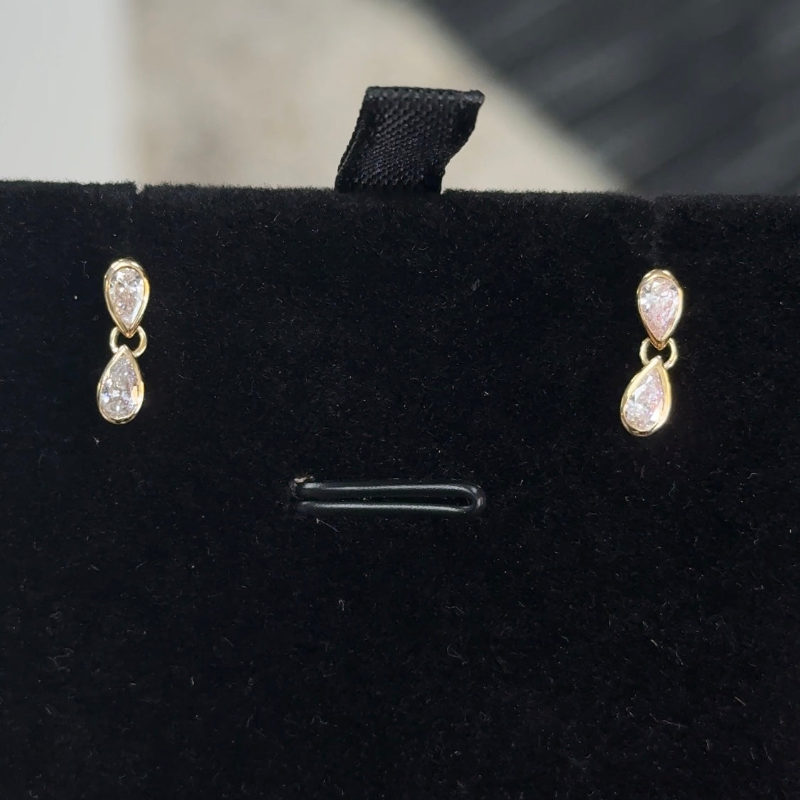 Pear Teardrop Yellow Gold Lab Diamond Earrings
