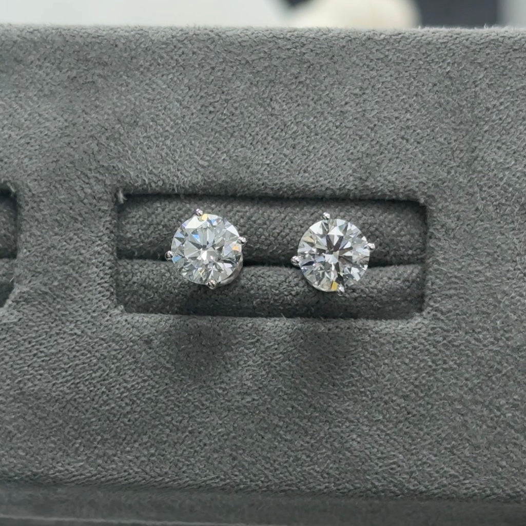 Round Lab Diamond 14kt White Gold 4-Prong Basket Stud Earrings 2.00ctw