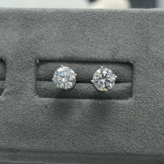 Round Lab Diamond 14kt White Gold 4-Prong Basket Stud Earrings 2.00ctw