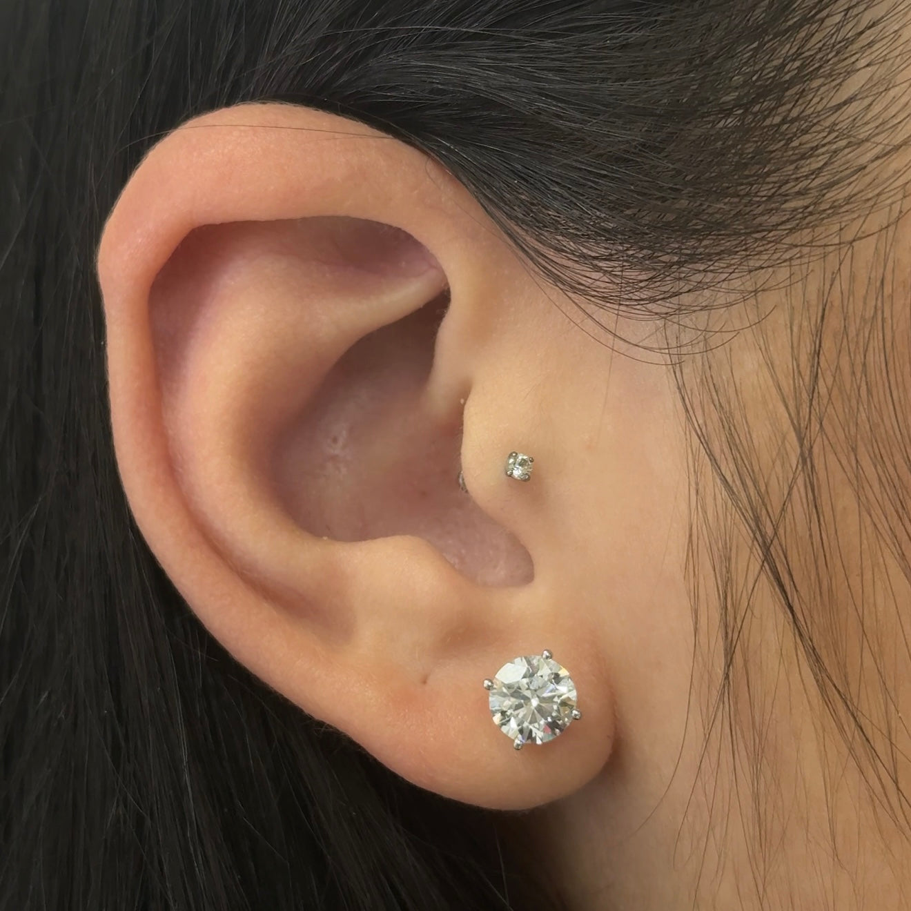 Round Lab Diamond 14kt White Gold 4-Prong Basket Stud Earrings 2.00ctw