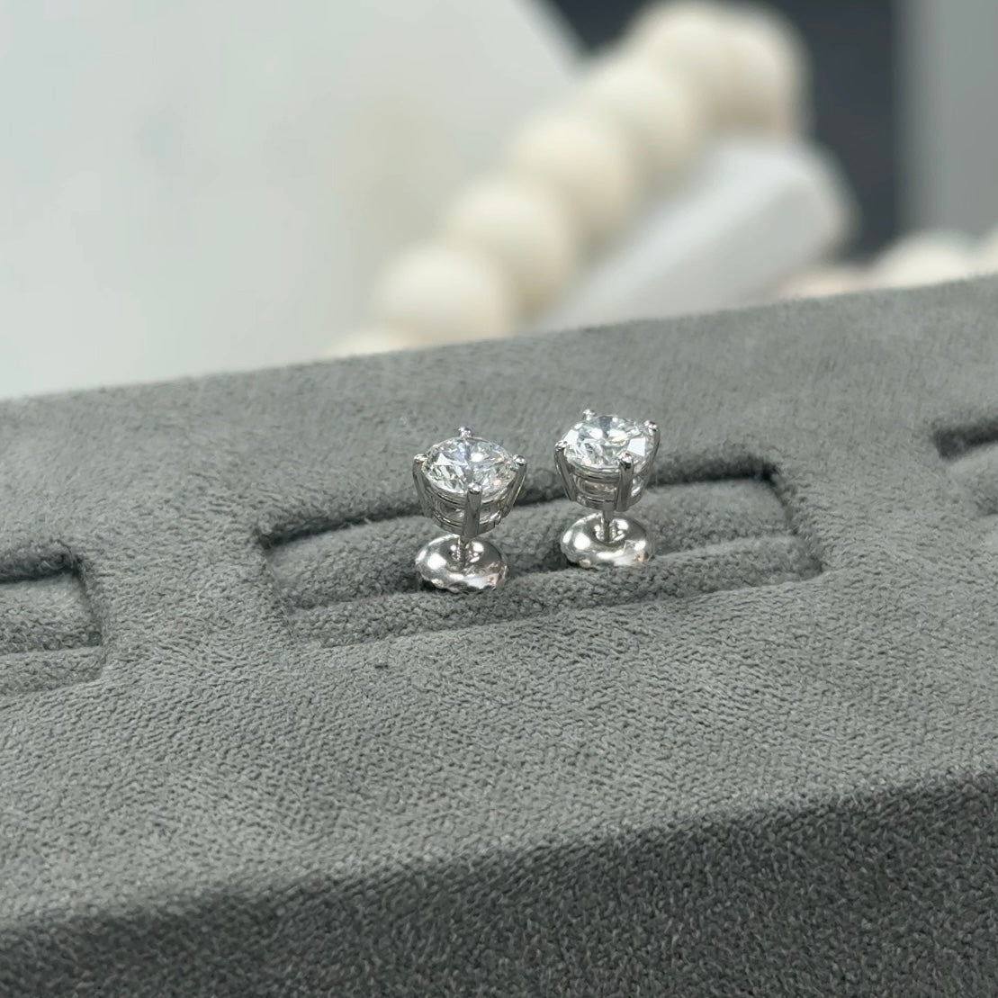 Round Lab Diamond 14kt White Gold 4-Prong Basket Stud Earrings 1.50ctw