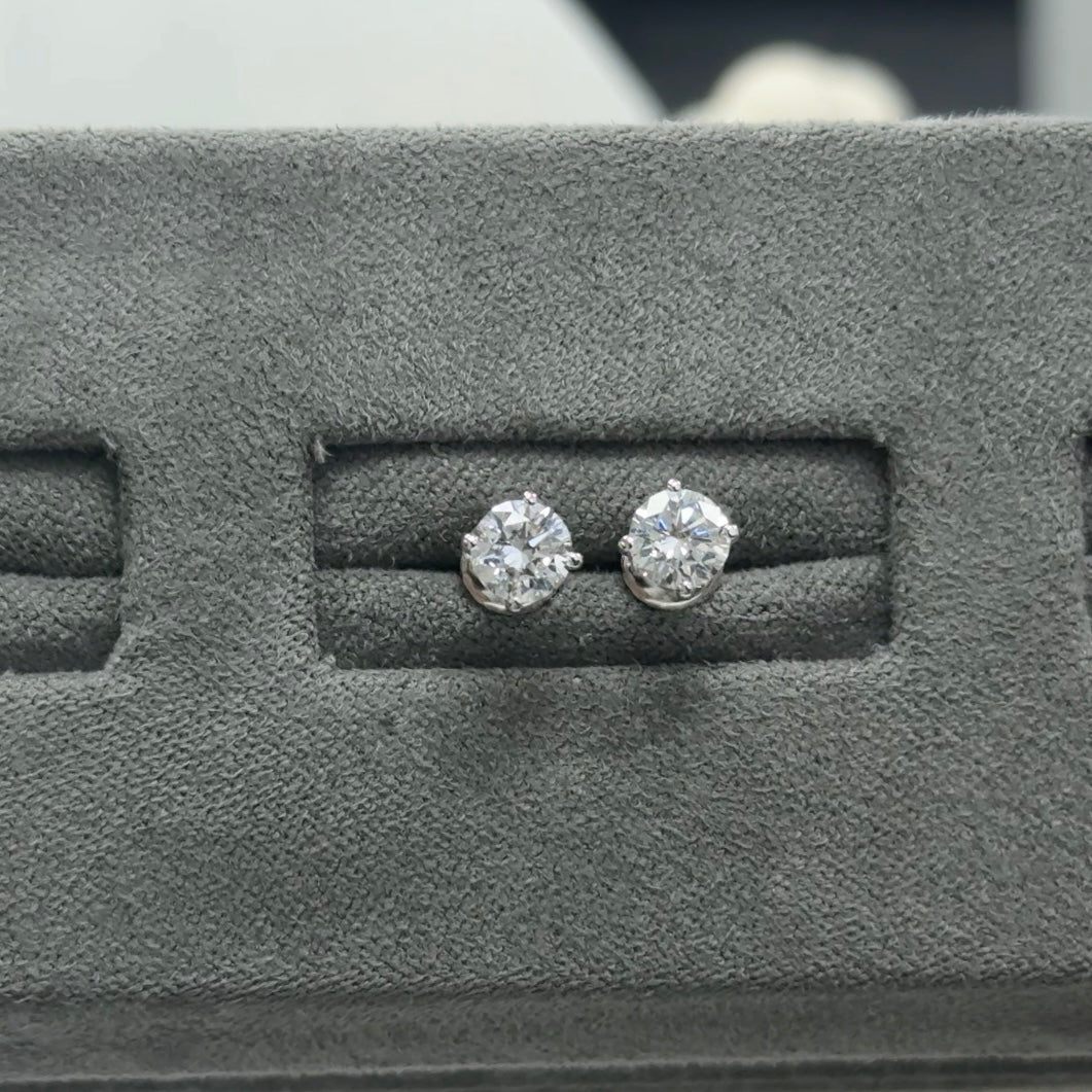 Round Lab Diamond 14kt White Gold 4-Prong Basket Stud Earrings 1.50ctw