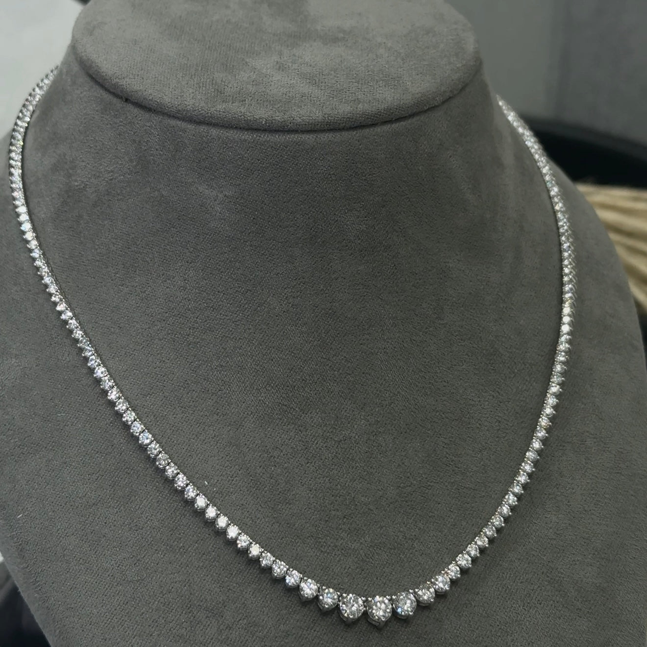 Lab Diamond Graduated Round Tennis Necklace 8.15ctw