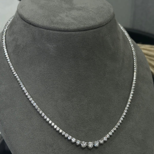 Lab Diamond Graduated Round Tennis Necklace 8.15ctw