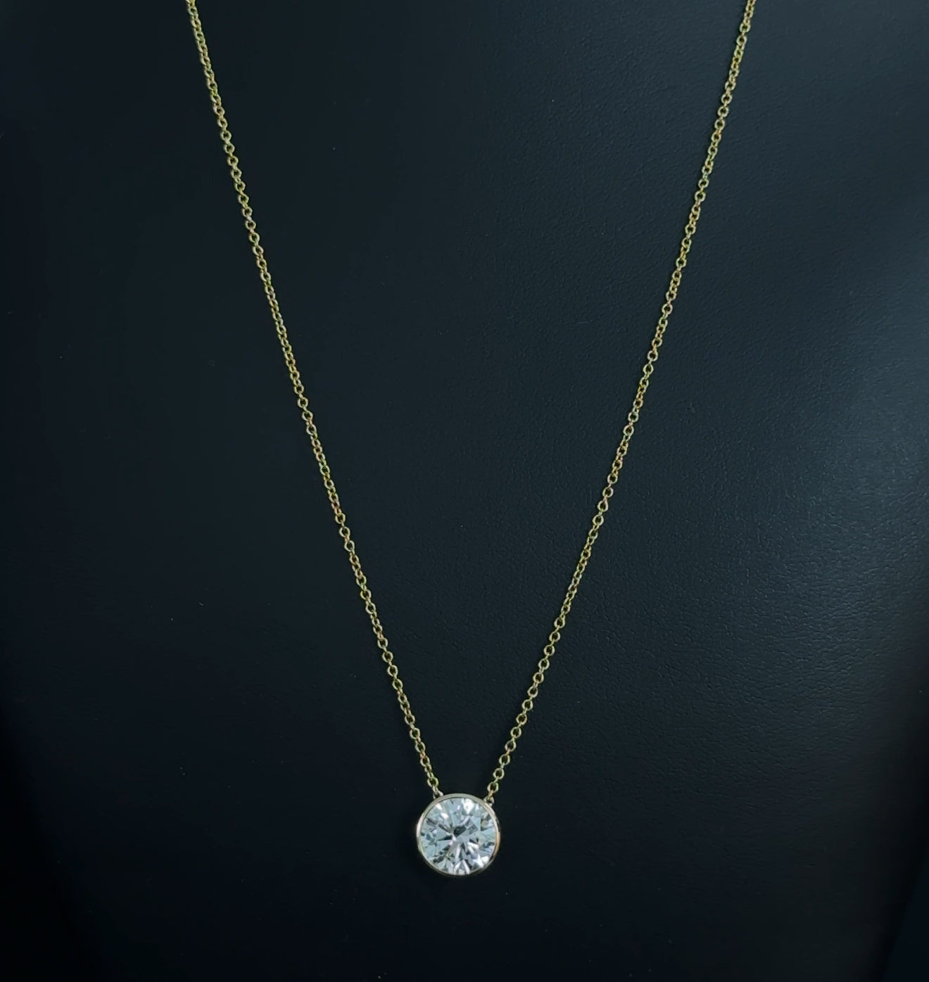 2.01ct Round Ideal Cut E VS1 Lab Diamond 14kt Yellow Gold Pendant with Chain CHN-120-6