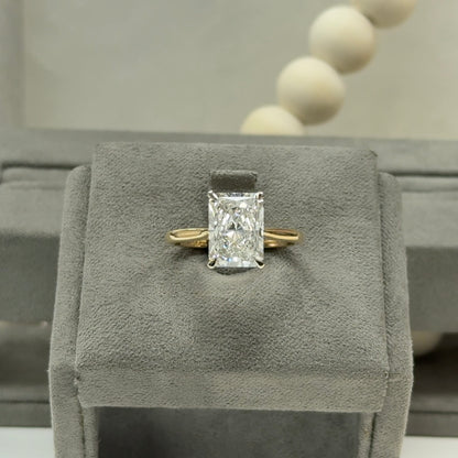 5.00 Carat Radiant Lab Diamond Mixed Metal Flooded Tulip Basket Ring
