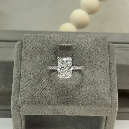 3.54 Carat Radiant Traditional Elegance Hidden Halo Ring