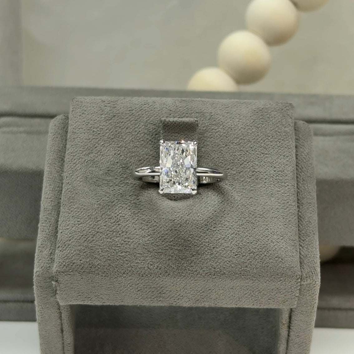 3.54 Carat Radiant Elegant Signature Solitaire Hidden Halo Ring