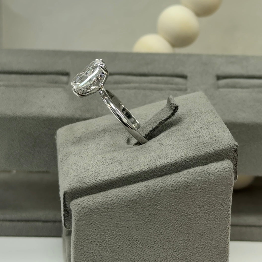 3.54 Carat Radiant Elegant Signature Solitaire Hidden Halo Ring