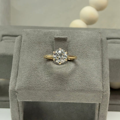 2.02 Carat Round Cathedral 6-Prong Style Ring