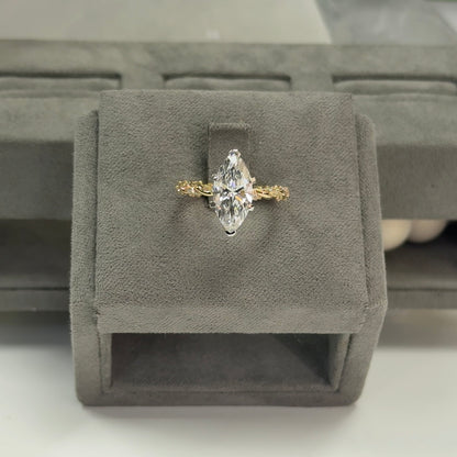 2.52 Carat Marquise Lab Diamond 2-Toned Accented Twisted Ring