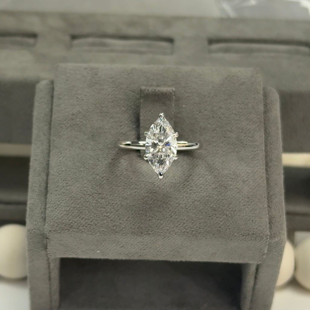 2.27 Carat Marquise Lab Diamond Solitaire Tulip Basket Setting