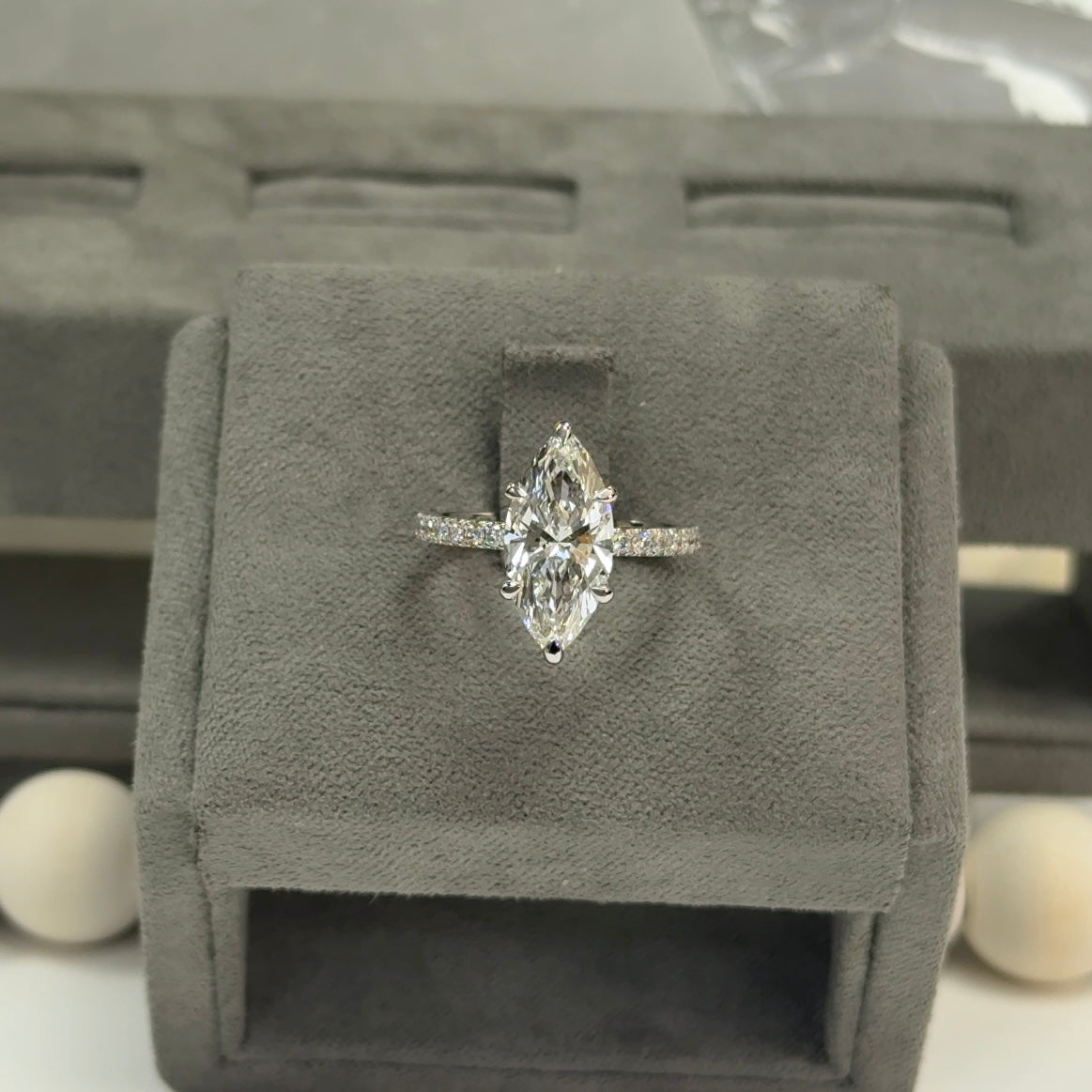 3.06 Carat Marquise Lab Diamond Traditional Elegance Hidden Halo Setting