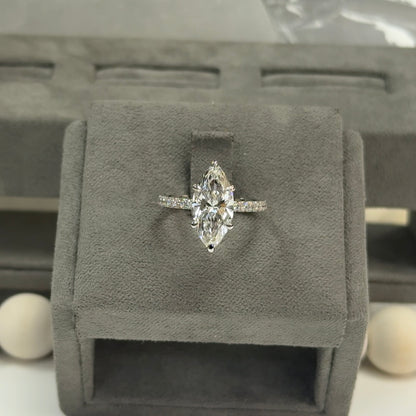 3.06 Carat Marquise Lab Diamond Traditional Elegance Hidden Halo Setting
