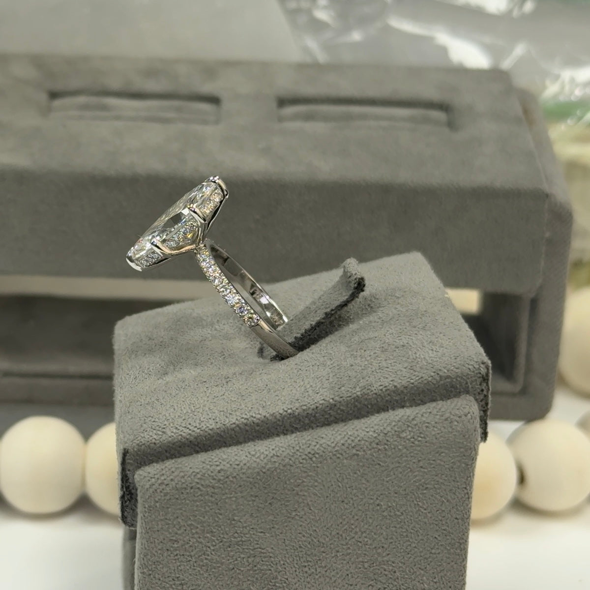 3.06 Carat Marquise Lab Diamond Traditional Elegance Hidden Halo Setting
