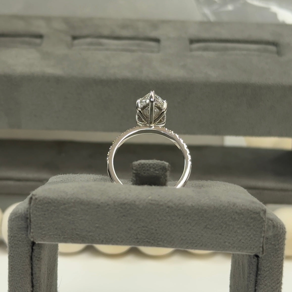 3.06 Carat Marquise Lab Diamond Traditional Elegance Hidden Halo Setting