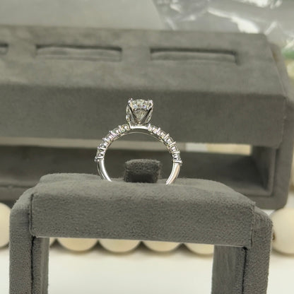 2.01 Carat Oval Lab Diamond Traditional 2.7mm Hidden Halo Ring