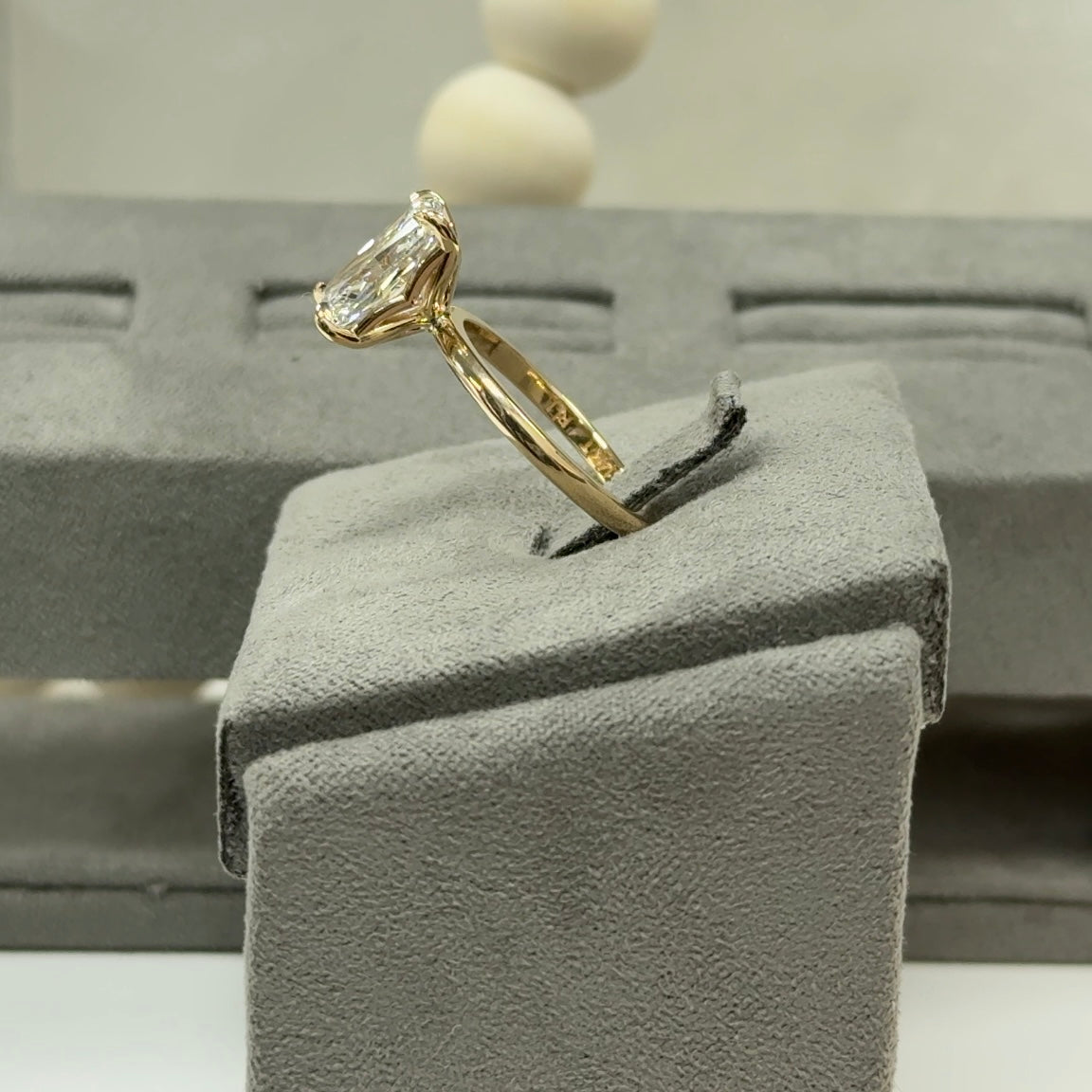 3.61 Carat Radiant Lab Diamond Tulip Basket Solitaire Ring