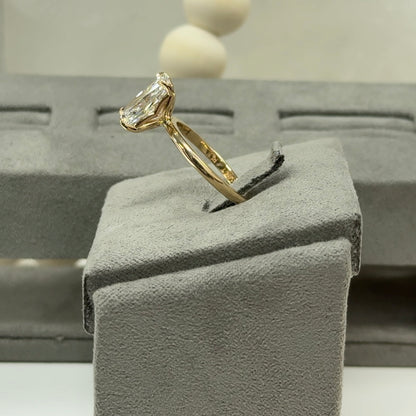 3.61 Carat Radiant Lab Diamond Tulip Basket Solitaire Ring