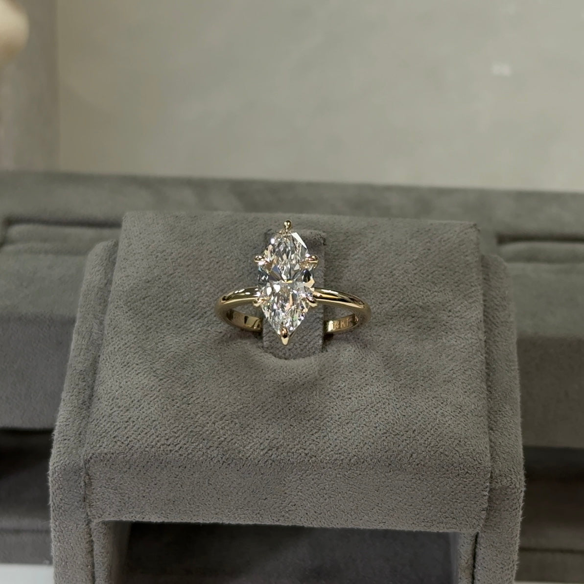 2.58 Carat Marquise Lab Diamond Elegant Tulip Basket Solitaire Ring