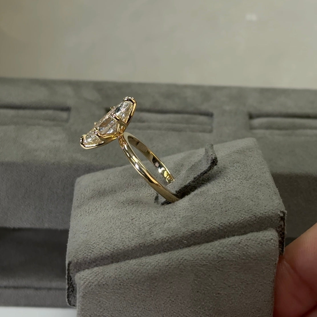 2.58 Carat Marquise Lab Diamond Elegant Tulip Basket Solitaire Ring