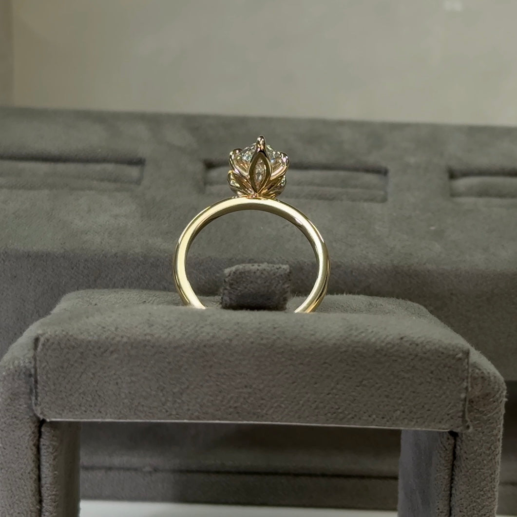 2.58 Carat Marquise Lab Diamond Elegant Tulip Basket Solitaire Ring