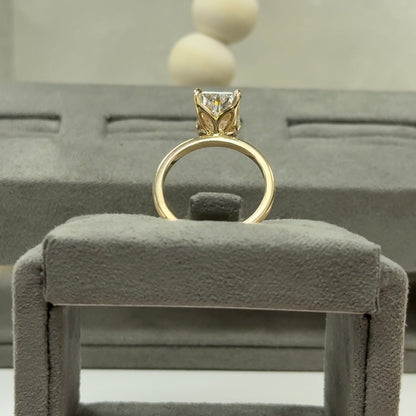 3.61 Carat Radiant Lab Diamond Tulip Basket Elegant Solitaire Ring