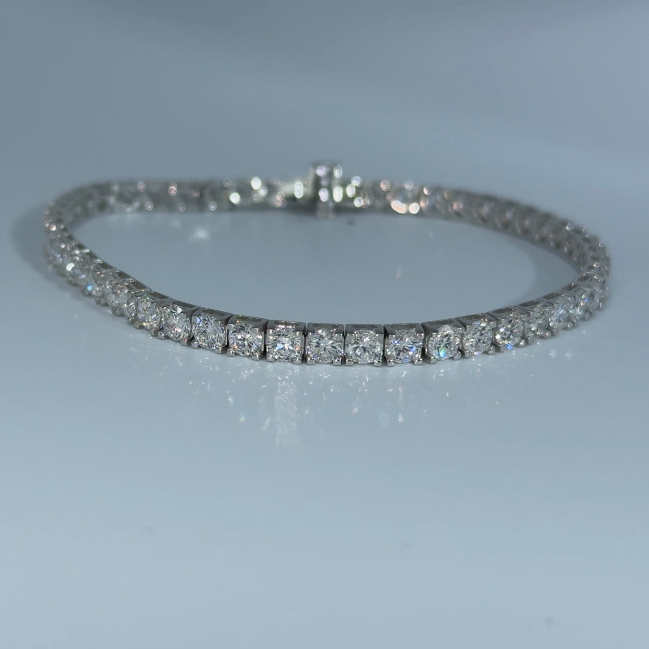 14kt White Gold Round Lab Diamond Tennis Bracelet 7.27ctw