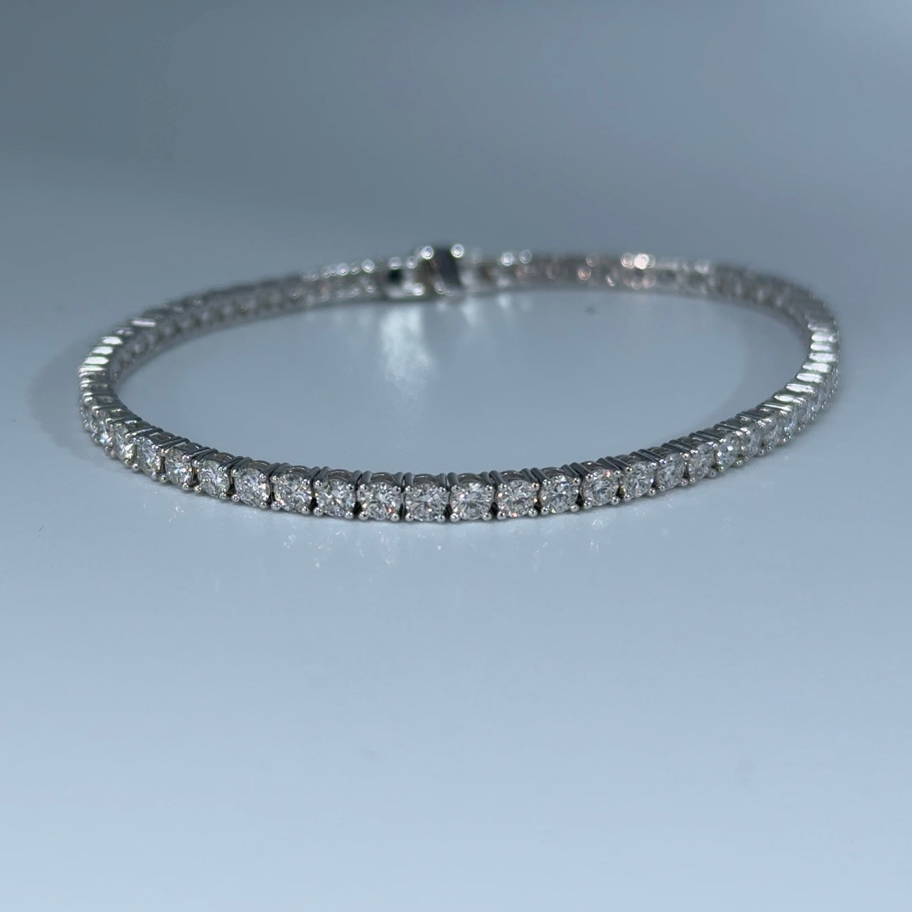 14kt White Gold Round Lab Diamond Tennis Bracelet 4.00ctw