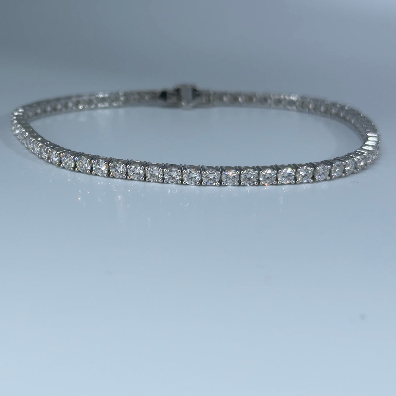 14kt White Gold Round Lab Diamond Tennis Bracelet 4.00ctw