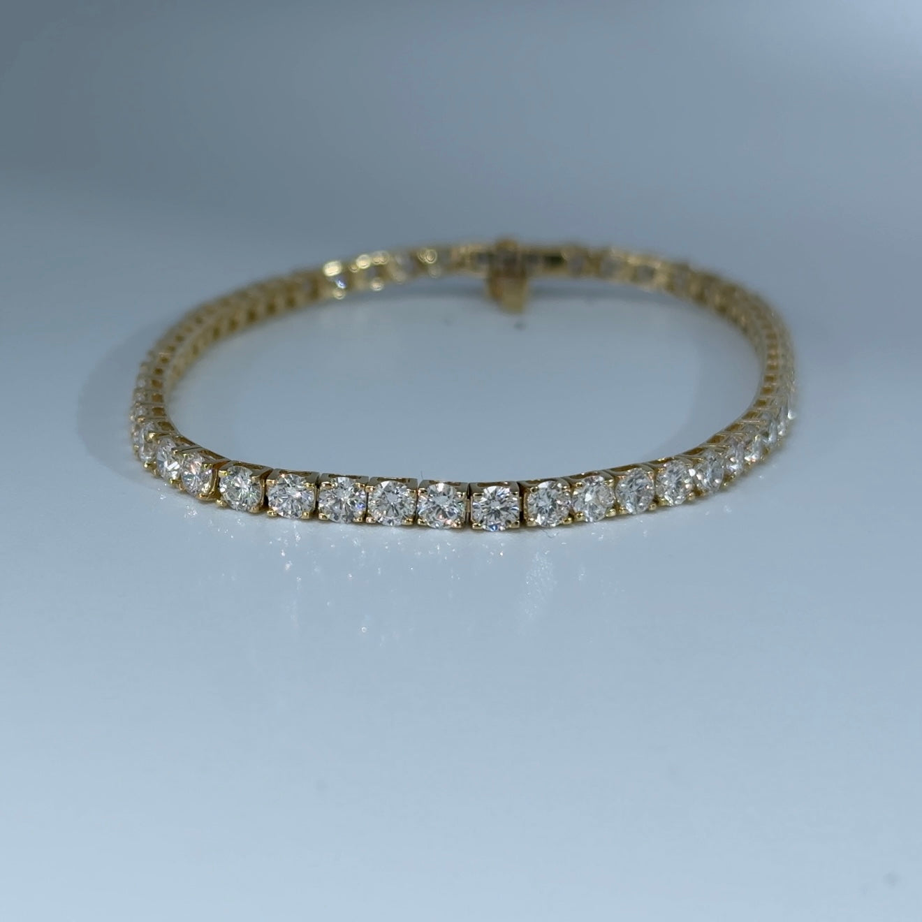 14kt Yellow Gold Round Lab Diamond Tennis Bracelet 6.12ctw