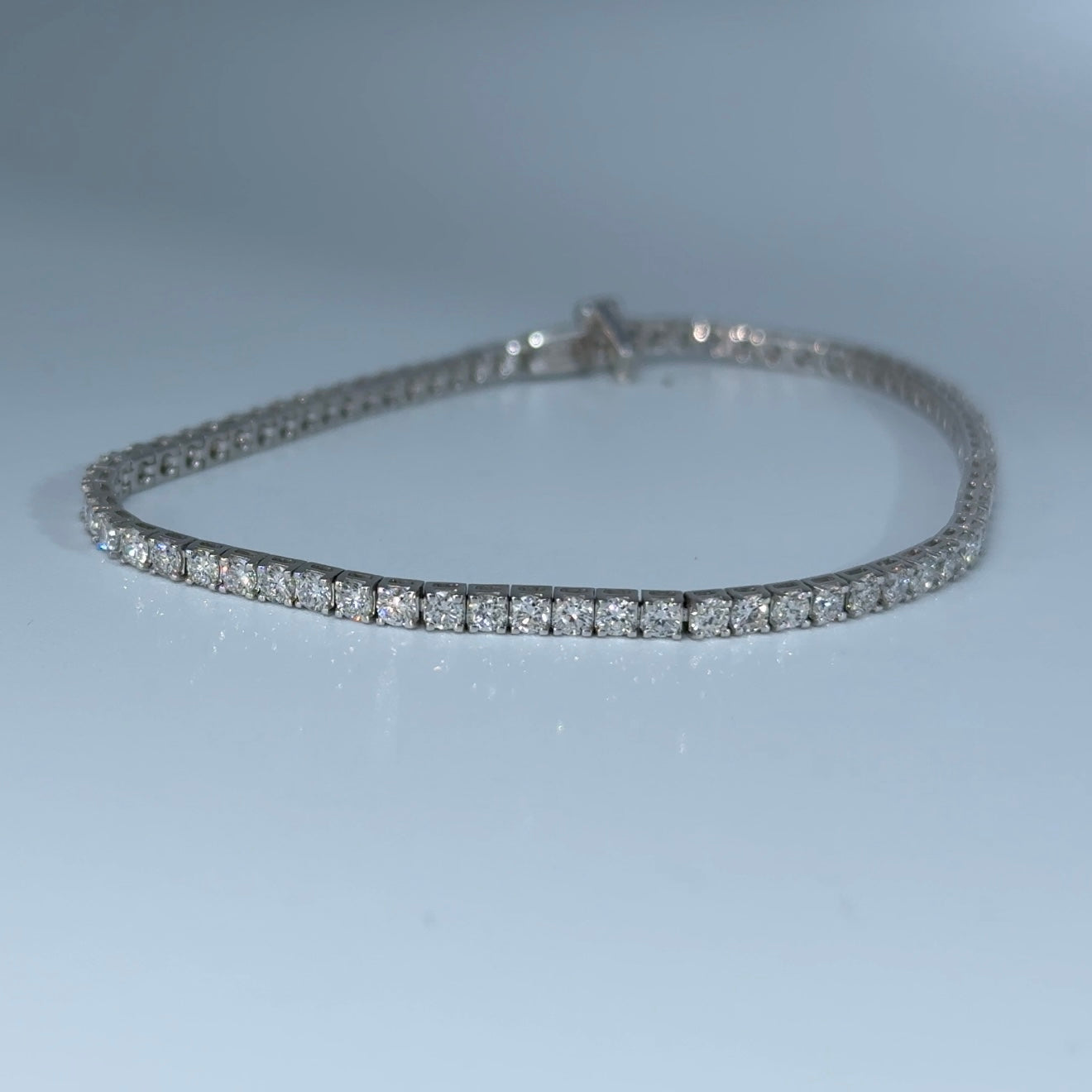 14kt White Gold Round Lab Diamond Tennis Bracelet 3.03ctw