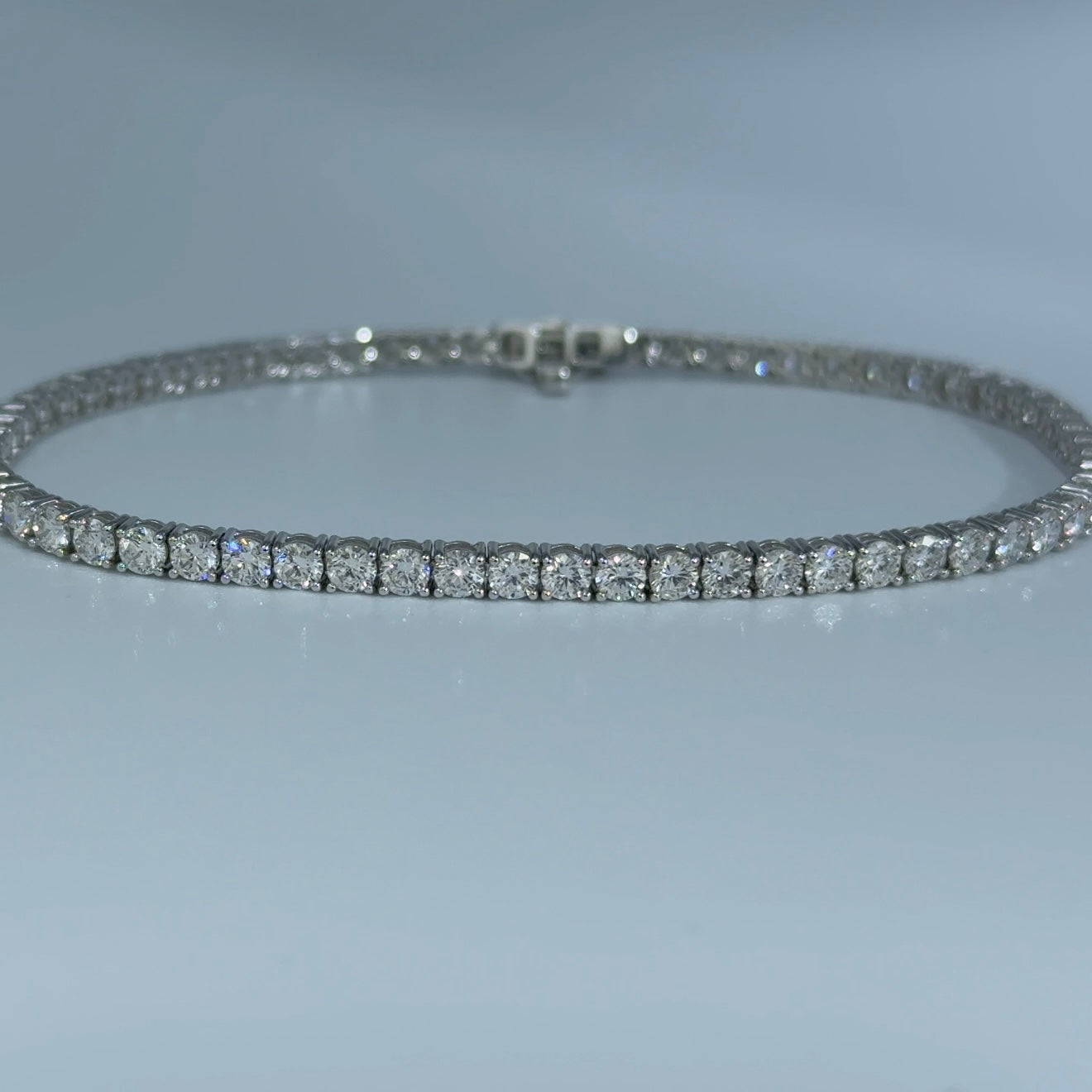 14kt White Gold Round Lab Diamond Tennis Bracelet 5.00ctw