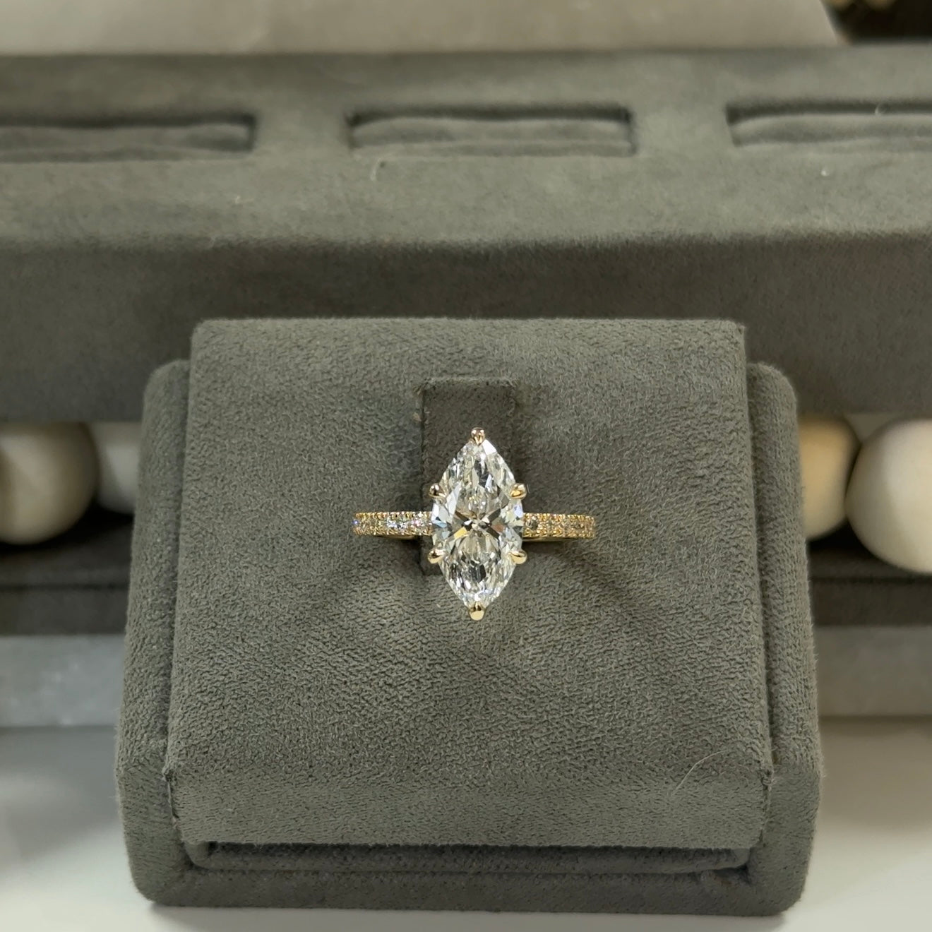 3.02 Carat Marquise Lab Diamond Tulip Traditional Elegance Ring