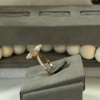 3.02 Carat Marquise Lab Diamond Tulip Traditional Elegance Ring