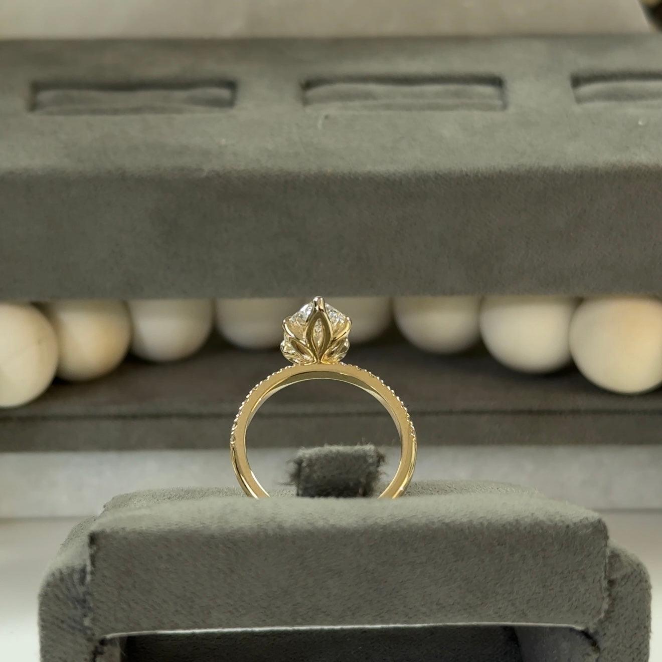 3.02 Carat Marquise Lab Diamond Tulip Traditional Elegance Ring