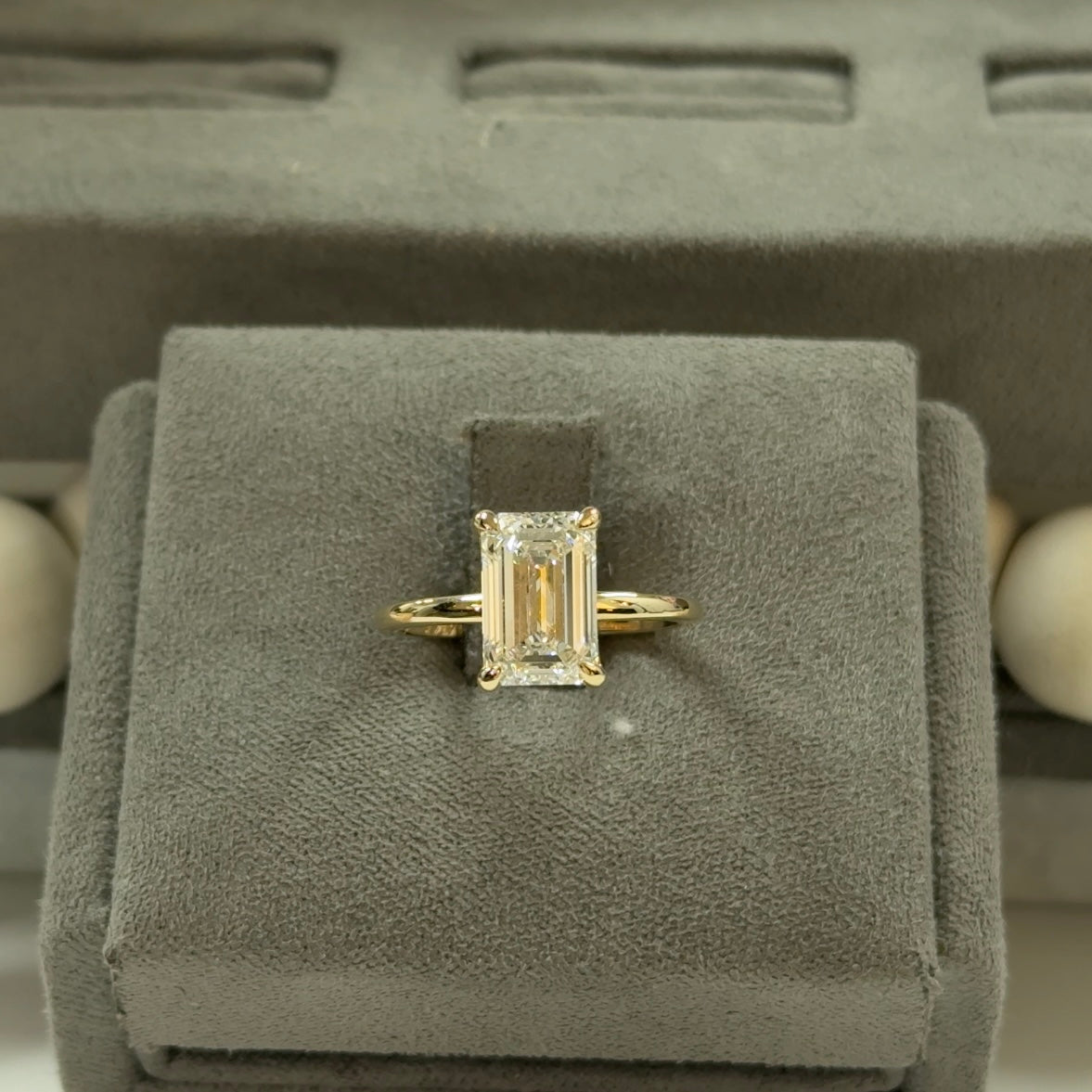 3.04 Carat Emerald Lab Diamond Tulip Basket Elegant Solitaire Ring