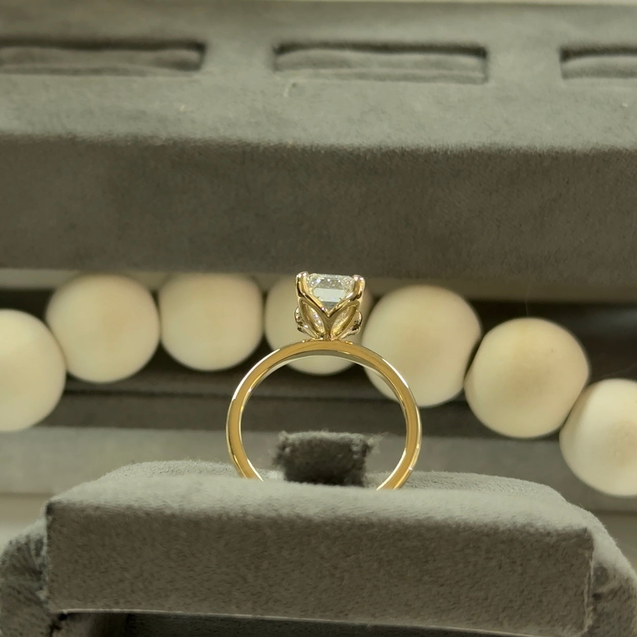 3.04 Carat Emerald Lab Diamond Tulip Basket Elegant Solitaire Ring