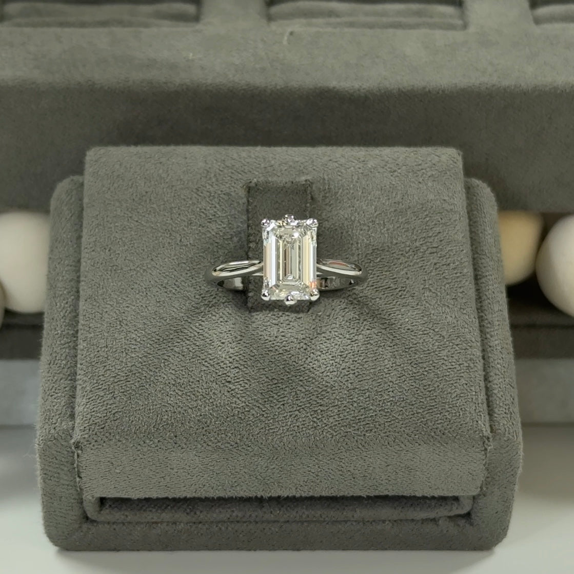 2.27 Carat Emerald Lab Diamond Floral Cathedral Ring