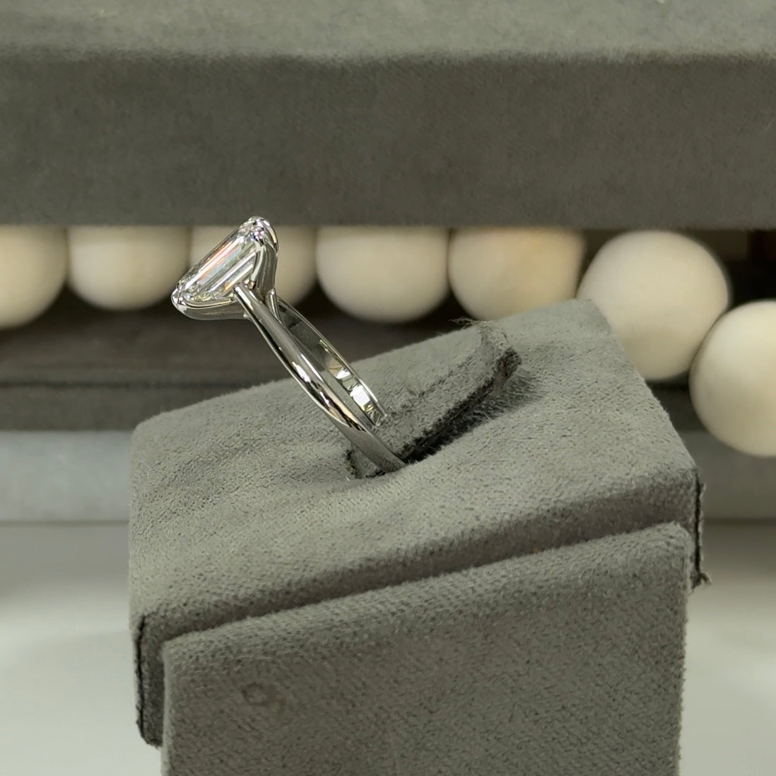 2.27 Carat Emerald Lab Diamond Floral Cathedral Ring