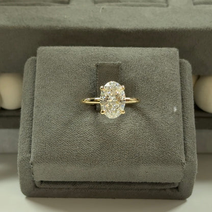 3.09 Carat Oval Lab Diamond Elegant Tulip Basket Solitaire Ring
