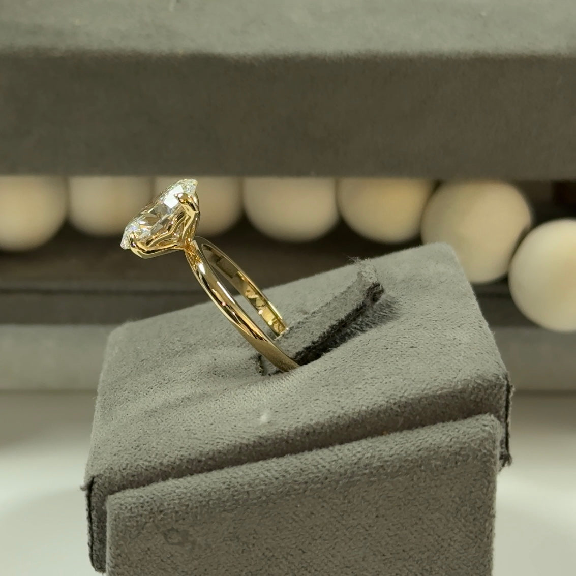 3.09 Carat Oval Lab Diamond Elegant Tulip Basket Solitaire Ring