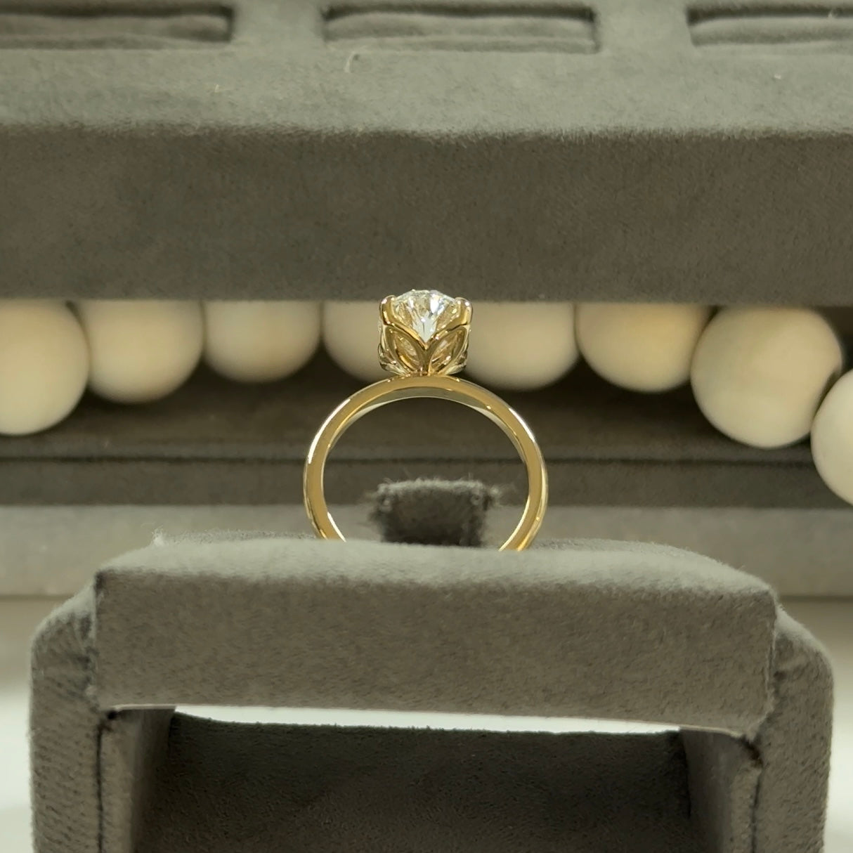 3.09 Carat Oval Lab Diamond Elegant Tulip Basket Solitaire Ring