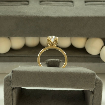 3.09 Carat Oval Lab Diamond Elegant Tulip Basket Solitaire Ring