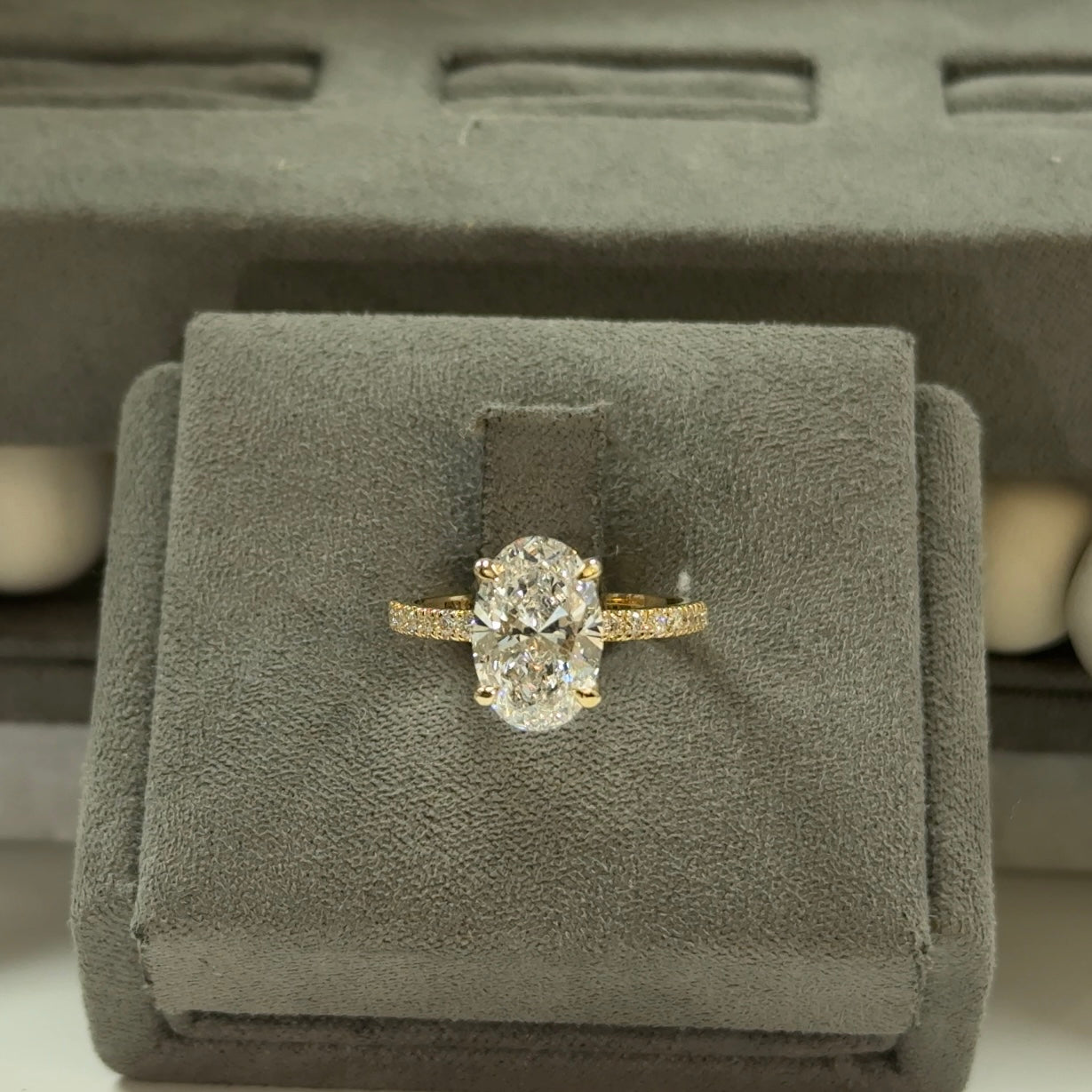 3.05 Carat Oval Lab Diamond Signature Tulip Basket Ring