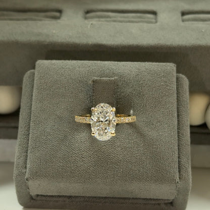 3.05 Carat Oval Lab Diamond Signature Tulip Basket Ring