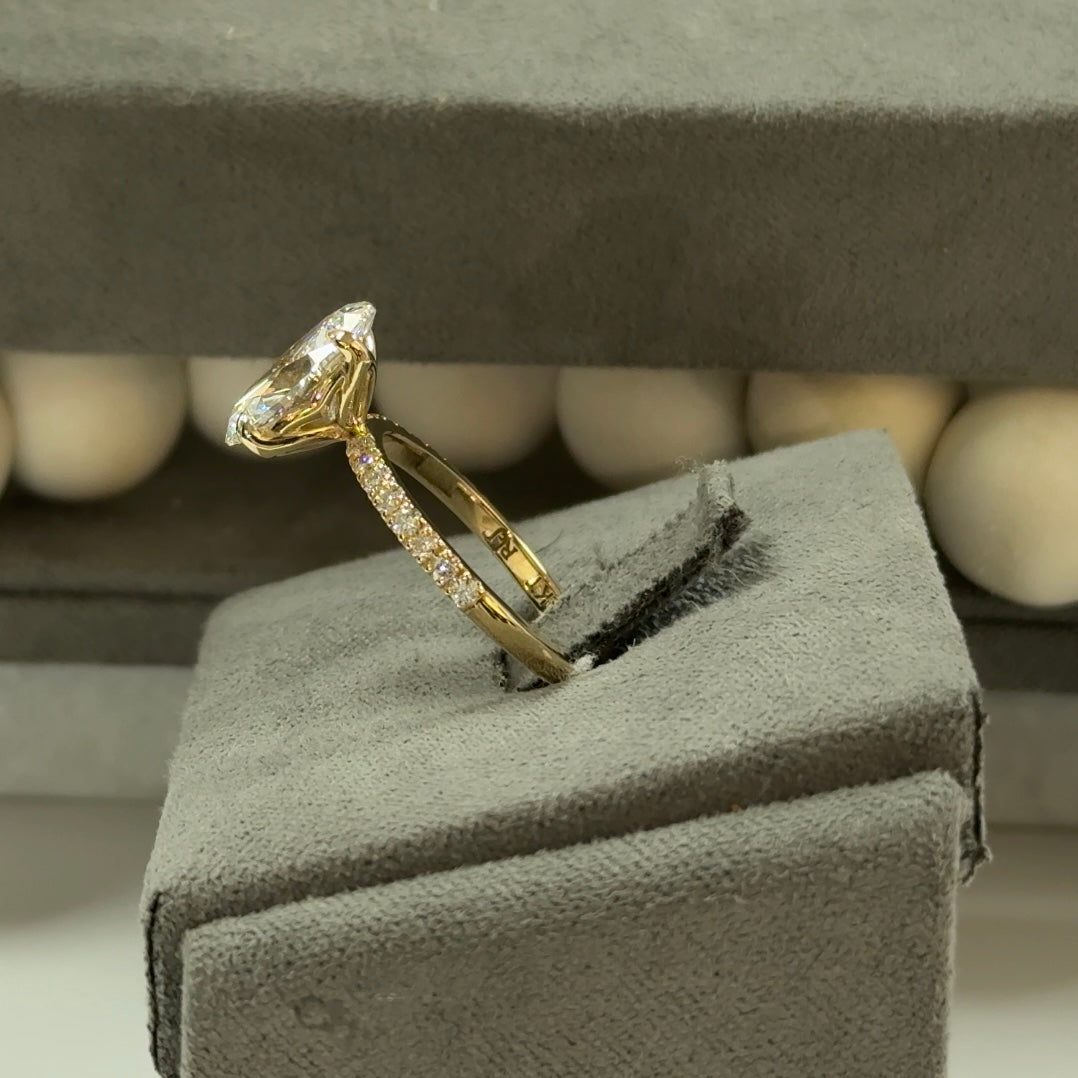 3.05 Carat Oval Lab Diamond Signature Tulip Basket Ring