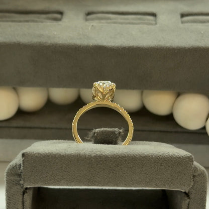 3.05 Carat Oval Lab Diamond Signature Tulip Basket Ring