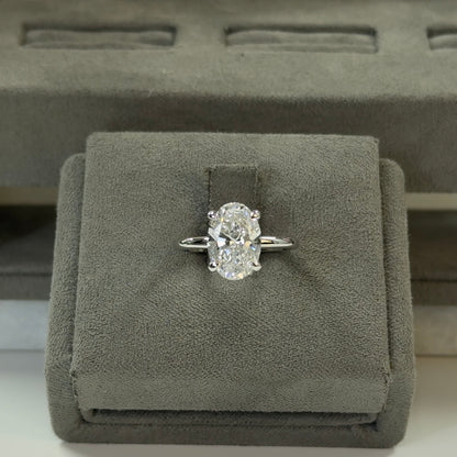 3.09 Carat Oval Lab Diamond Elegant Tulip Basket Solitaire Ring